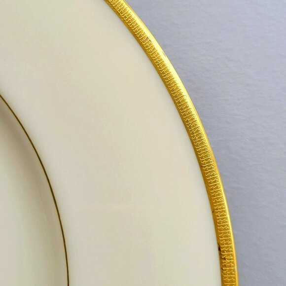 Lenox Tuxedo Dinner Plate Cream with Gold Encrusted Edge Presidential, USA Made - Picture 3 of 10